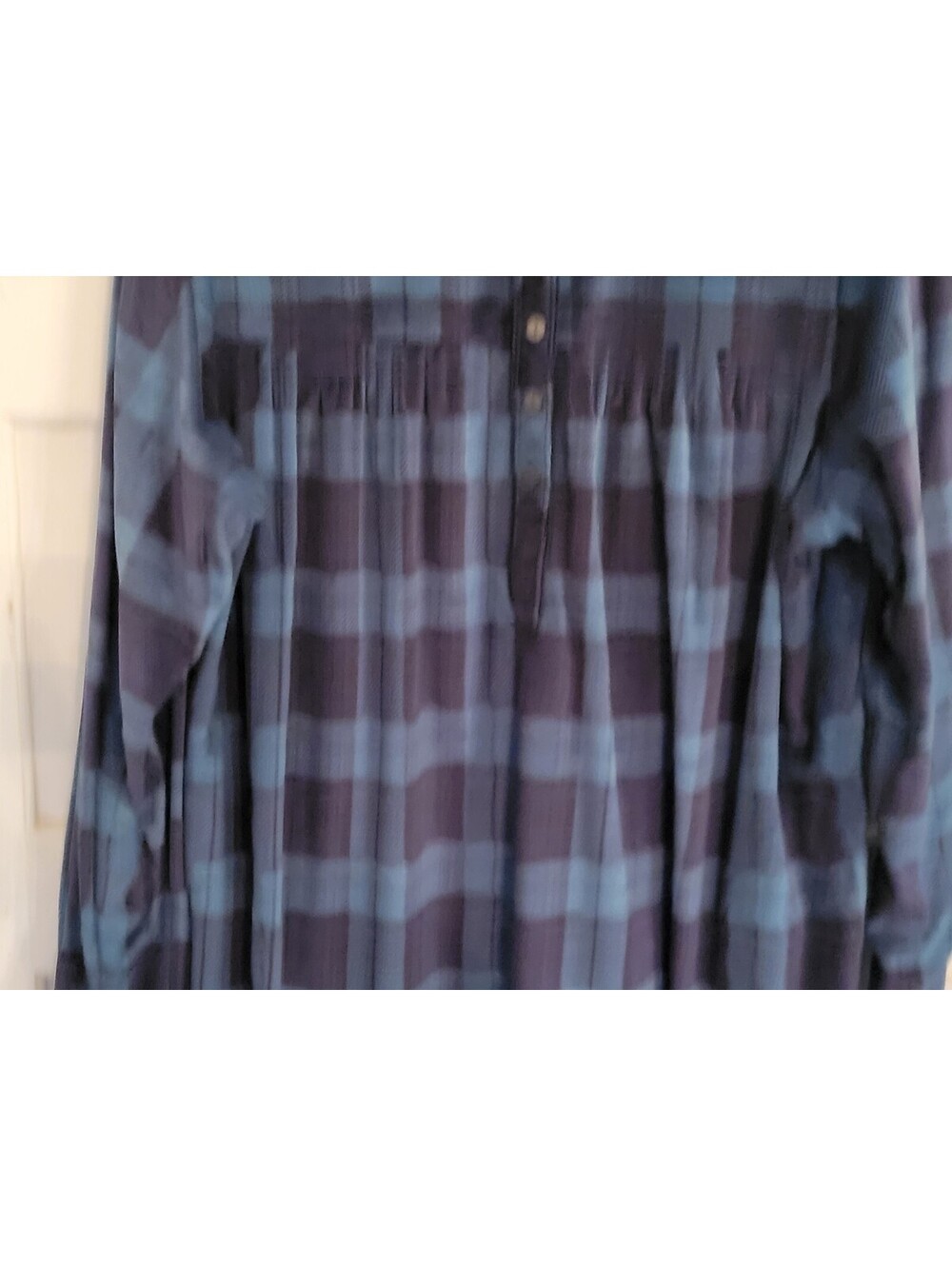 Aria Collections XL   Nightgown Size Med Velour Green/Blue Plaid Lounge Wear - Picture 3 of 9